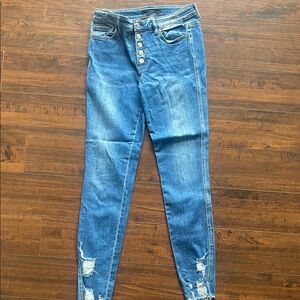 Flying Monkey Blue Skinny Jeans with Distressed Details